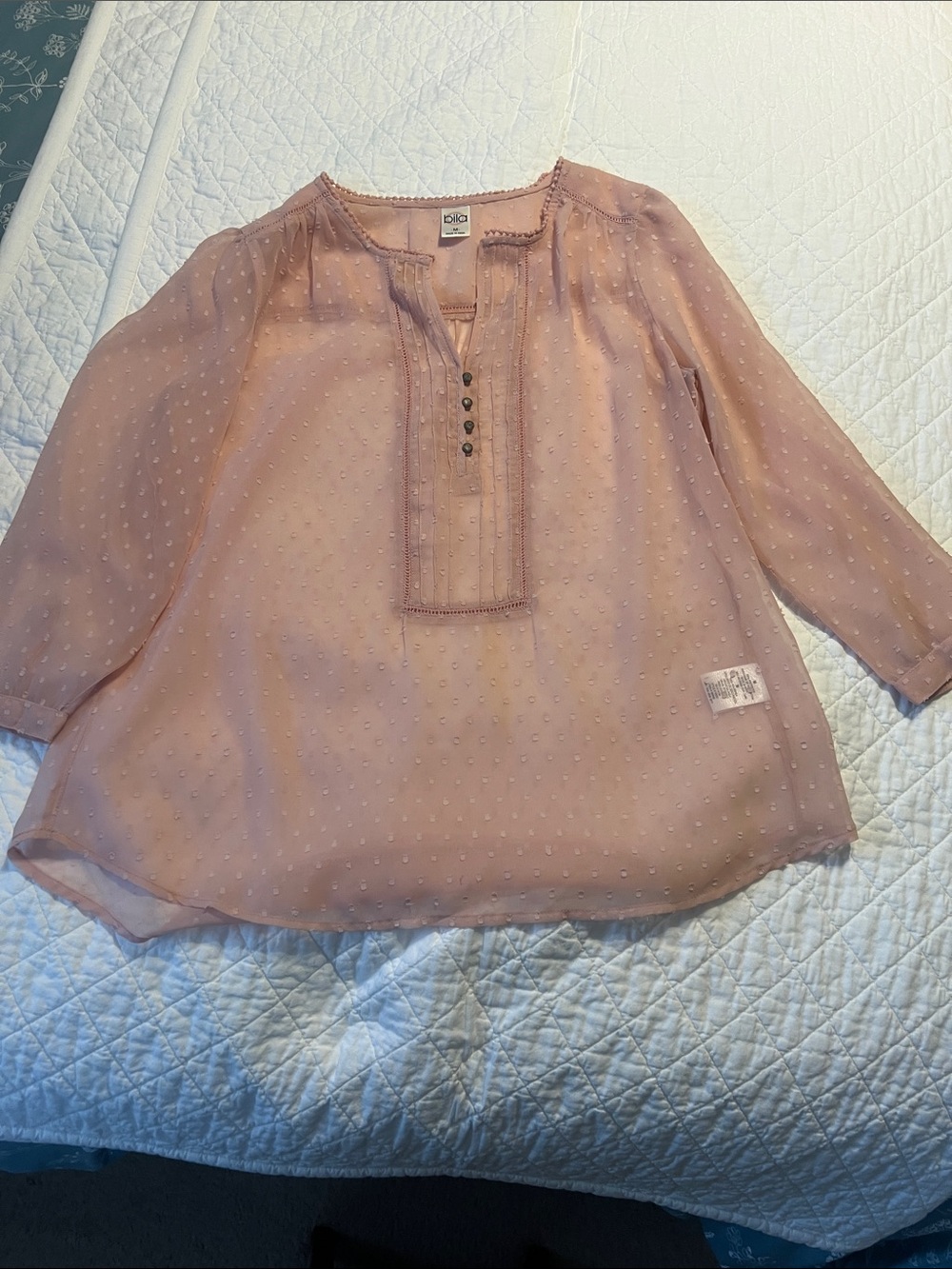Bila Dusty Pink Swiss Dot Girls' Blouse